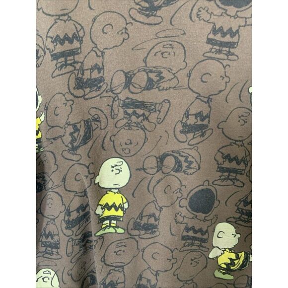 Vintage 90's Peanuts Charlie Brown Graphic T-Shirt Unisex Christmas Brown XL - Picture 5 of 16